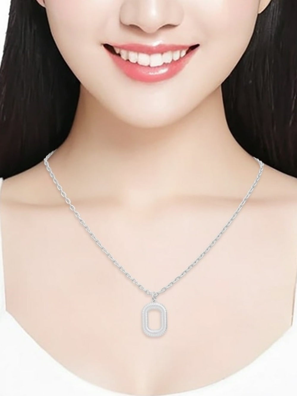 Silver Oval Pendant Necklace